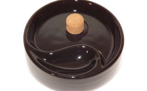 Pfeifen Aschenbecher für 1 Pfeife - schwarz Keramik, rund
