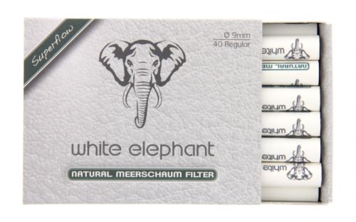 White Elephant Superflow Natur-Meerschaum-PfeifenFilter 9mm - 40St.