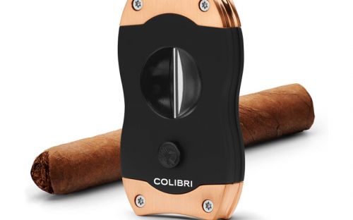 Zigarrenabschneider Colibri V-Cut - schwarz/Rosegold gebürstet