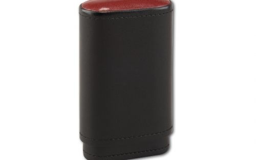 Zigarrenetui 3er - schwarz, Leder (12x6,5cm)