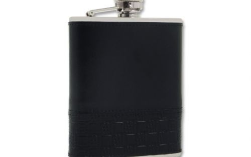 Taschenflasche - schwarz, mit Schachbrettmuster (180ml)