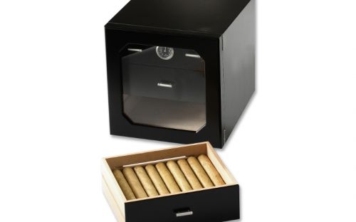 Humidorschrank - Schwarz Matt, Glastür, für 80 Zigarren