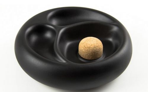 Pfeifen Aschenbecher für 2 Pfeifen - schwarz Keramik, rund