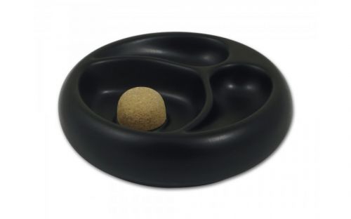Pfeifen Aschenbecher für 2 Pfeifen - schwarz Keramik, rund