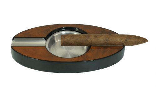 Zigarrenaschenbecher aus Holz, ovaler, lackiert
