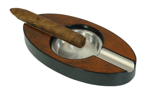 Zigarrenaschenbecher aus Holz, ovaler, lackiert