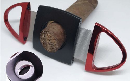 Zigarrenabschneider Doppelklingen - rot/schwarz (24 mm)