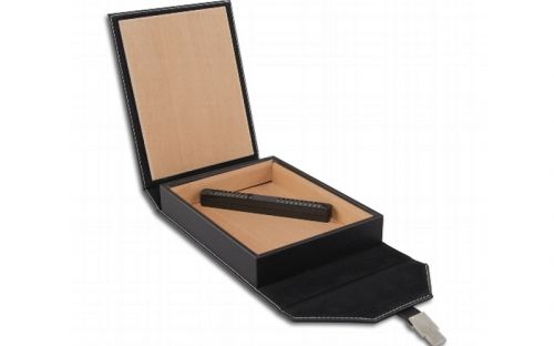 Humidor - Schwarz Leder, spanischer Zeder, für 15 Zigarren, zur Reise