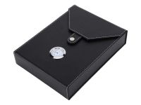 Reisehumidor - für 15 Zigarren, schwarz Leder (22x16,5cm)